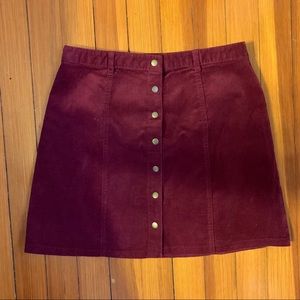 Maroon corduroy mini skirt